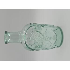 Vintage Libbey Canada Green Glass Bottle Decanter w/ Fruit Design Marked